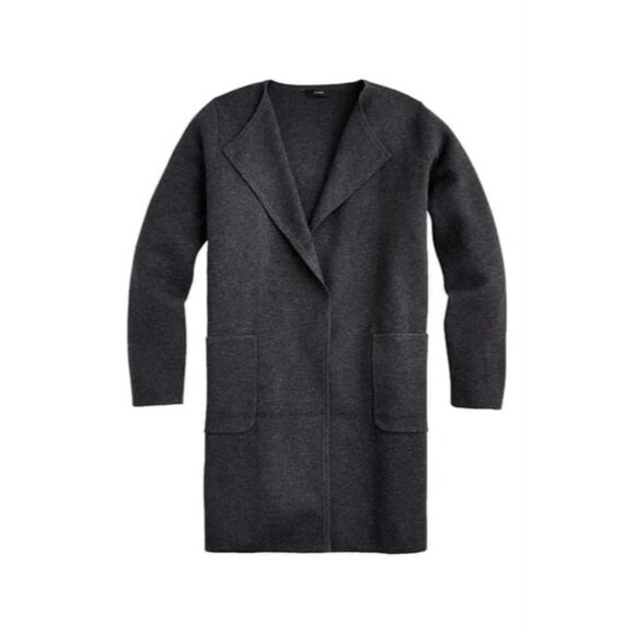 NWT J.Crew Juliette in Heather Coal Open-Front Knit Collarless Sweater Blazer L